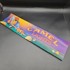Vintage Camel Lights Pool Hall Poster Banner 22.75" X 5.75" Joe Camel 90s Cigs